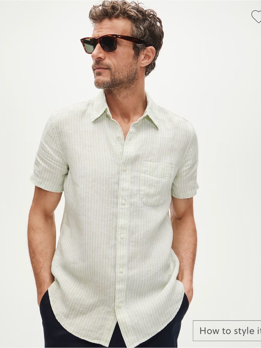 J. Crew Light Green and White Striped Short-Sleeve Button-Down Shirt
